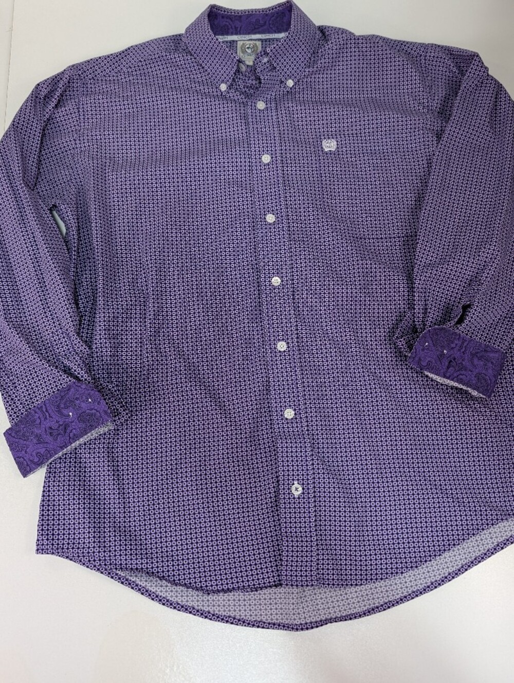 CINCH Purple Men's Patterned Dress Shirt